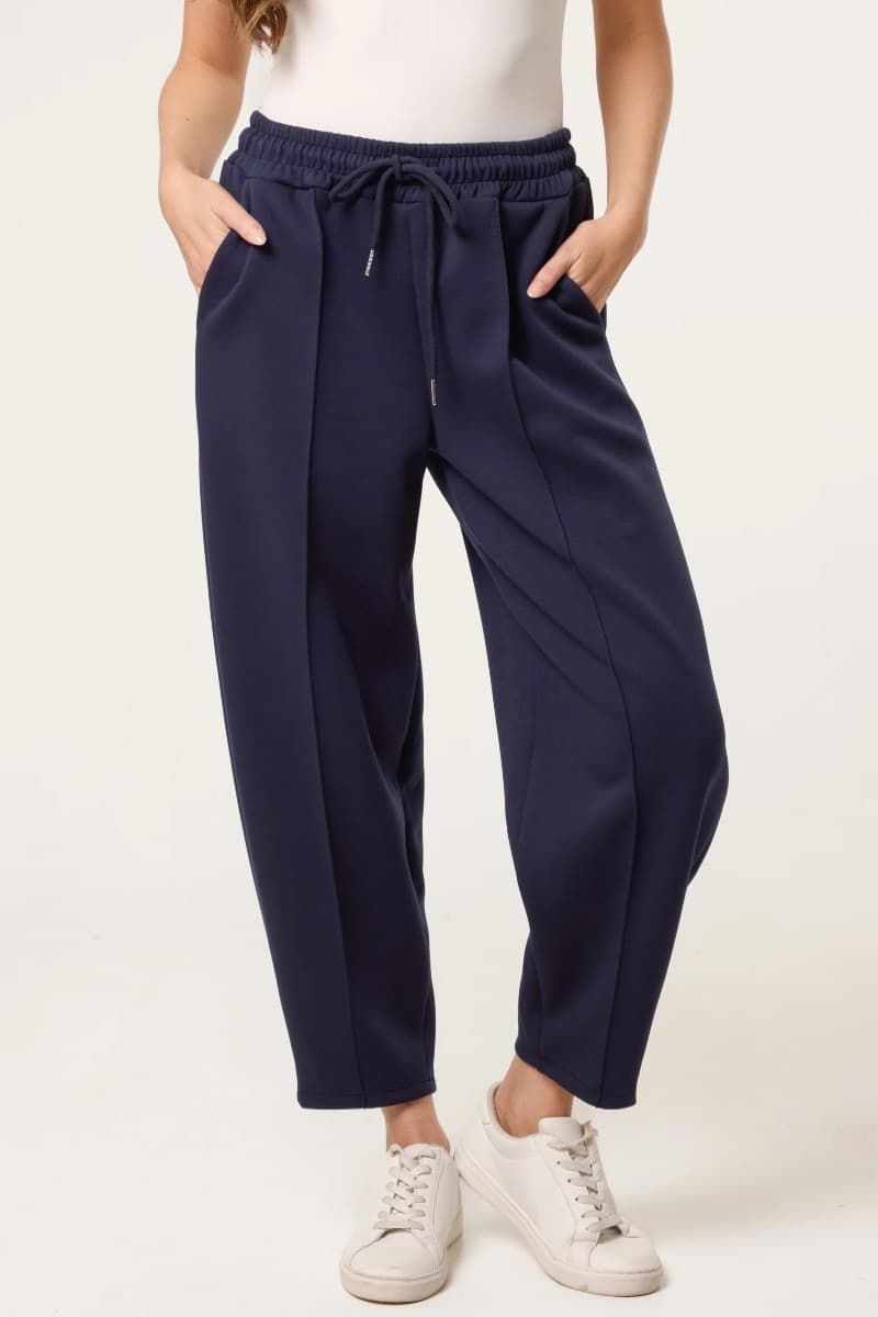 Front Crease Barrel Leg Joggers